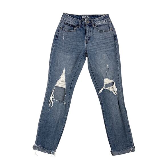 Rewash Blue Denim Distressed Super High Rise Mom Jeans Size 1 (25) - Picture 1 of 5